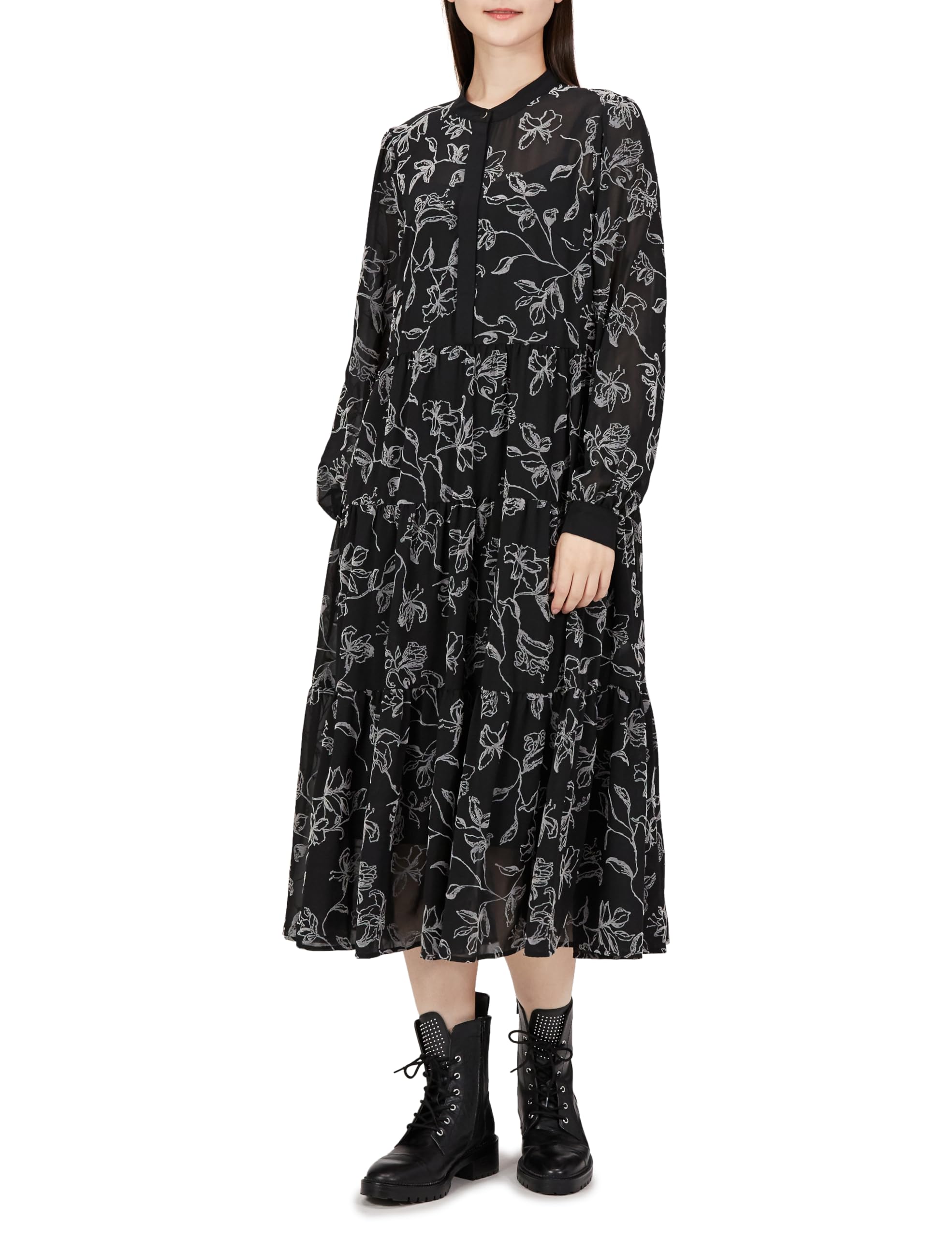 【本日まで】 グレースコンチネンタル　フロッキーフラワープリントワンピース Amazon | [グレースコンチネンタル] 2023AW ﾌﾛｯｷｰﾌﾗﾜｰﾌﾟﾘﾝﾄ